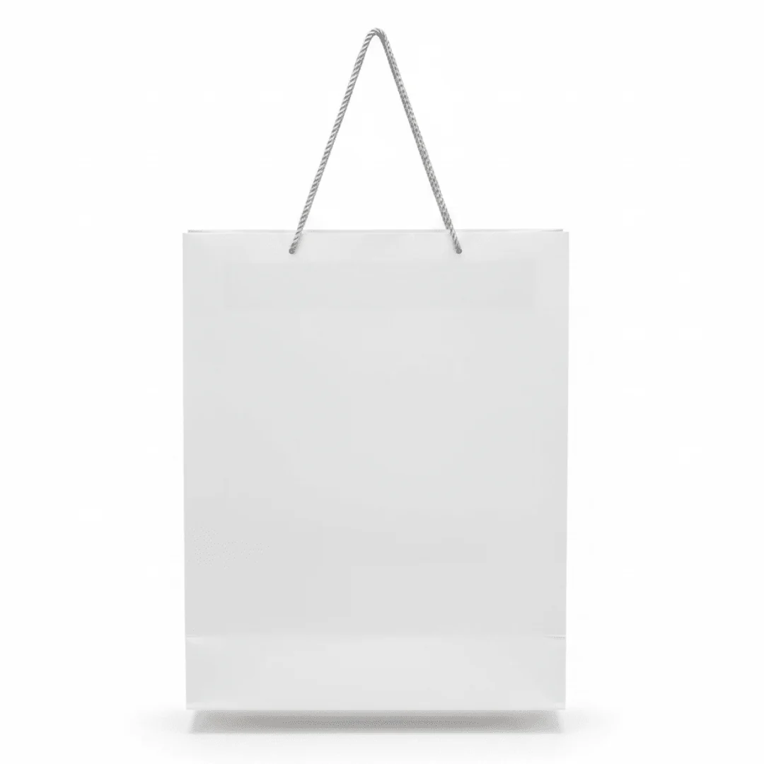 White Paper Gift Bag with Silver Rope Handles – 70×50cm | Premium Luxury Packaging for Weddings, Birthdays & Special Occasions