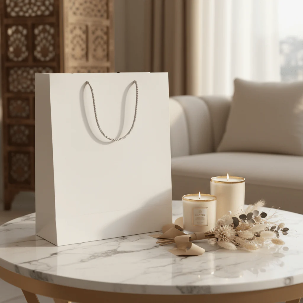 White Paper Gift Bag with Silver Rope Handles – 70×50cm | Premium Luxury Packaging for Weddings, Birthdays & Special Occasions - Image 2