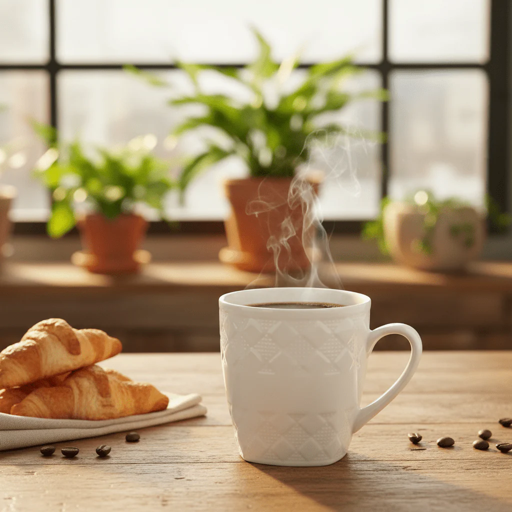 White Embossed Porcelain Mug 250ml | Diamond Quilted Texture | Premium Ceramic - Image 2