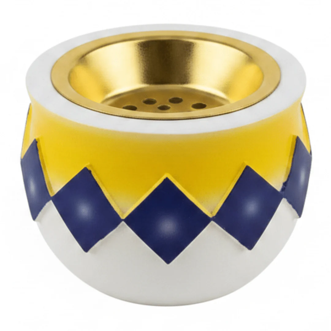 White Yellow & Blue Ceramic Incense Burner | Bakhoor Holder | 7×8 cm