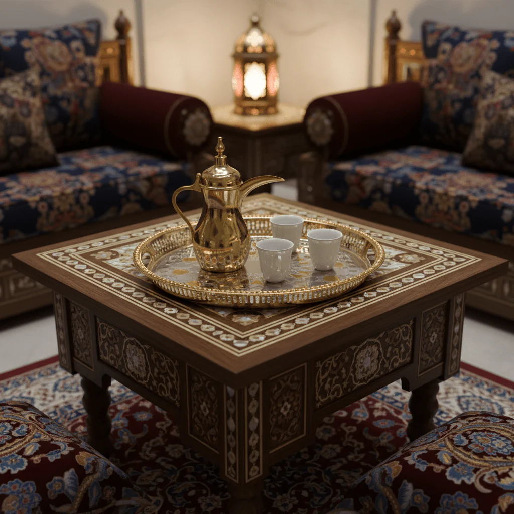 Windcera Luxury Oval Tray | Silver & Gold Stainless Steel | Arabic Geometric Pattern | 43×30cm - Image 2