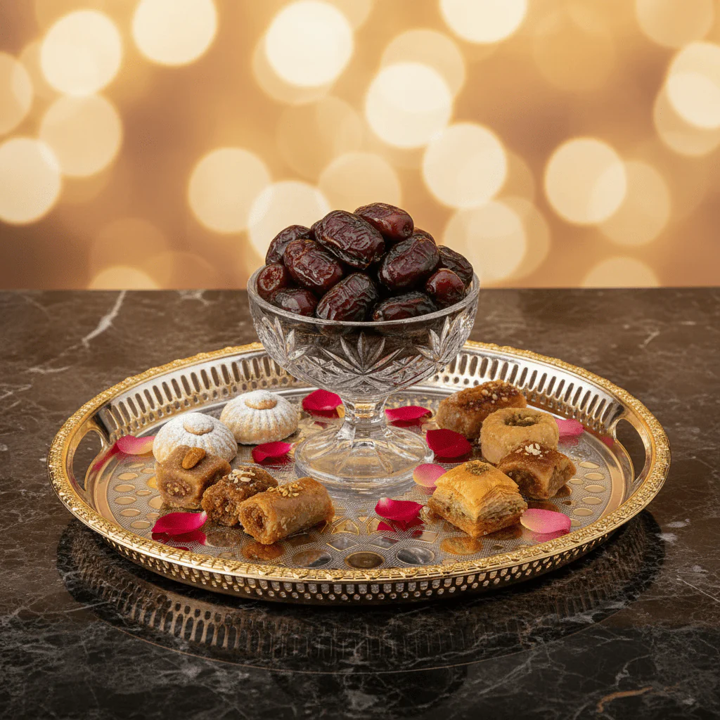 Windcera Luxury Oval Tray | Silver & Gold Stainless Steel | Arabic Geometric Pattern | 43×30cm - Image 3