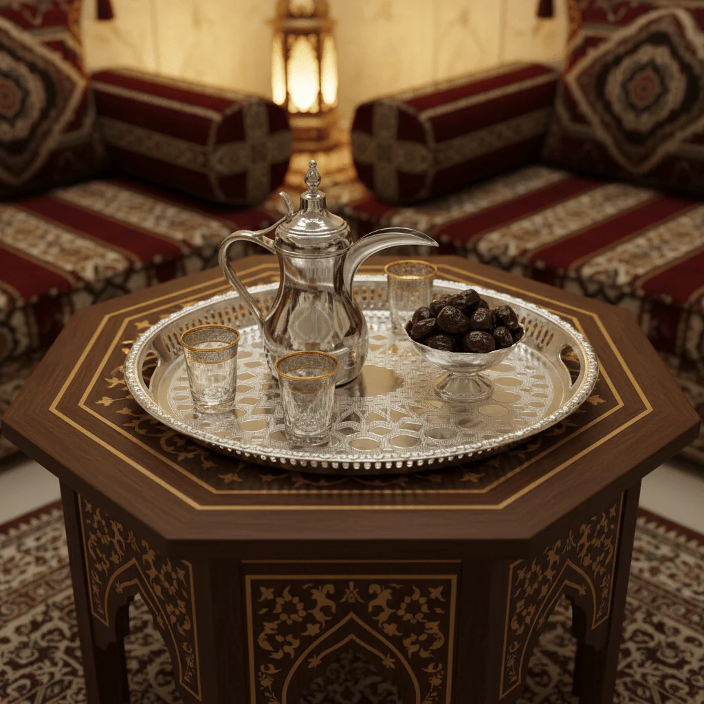 Windcera Silver Stainless Steel Oval Serving Tray | Arabic Geometric Lattice | 43×30cm - Image 2