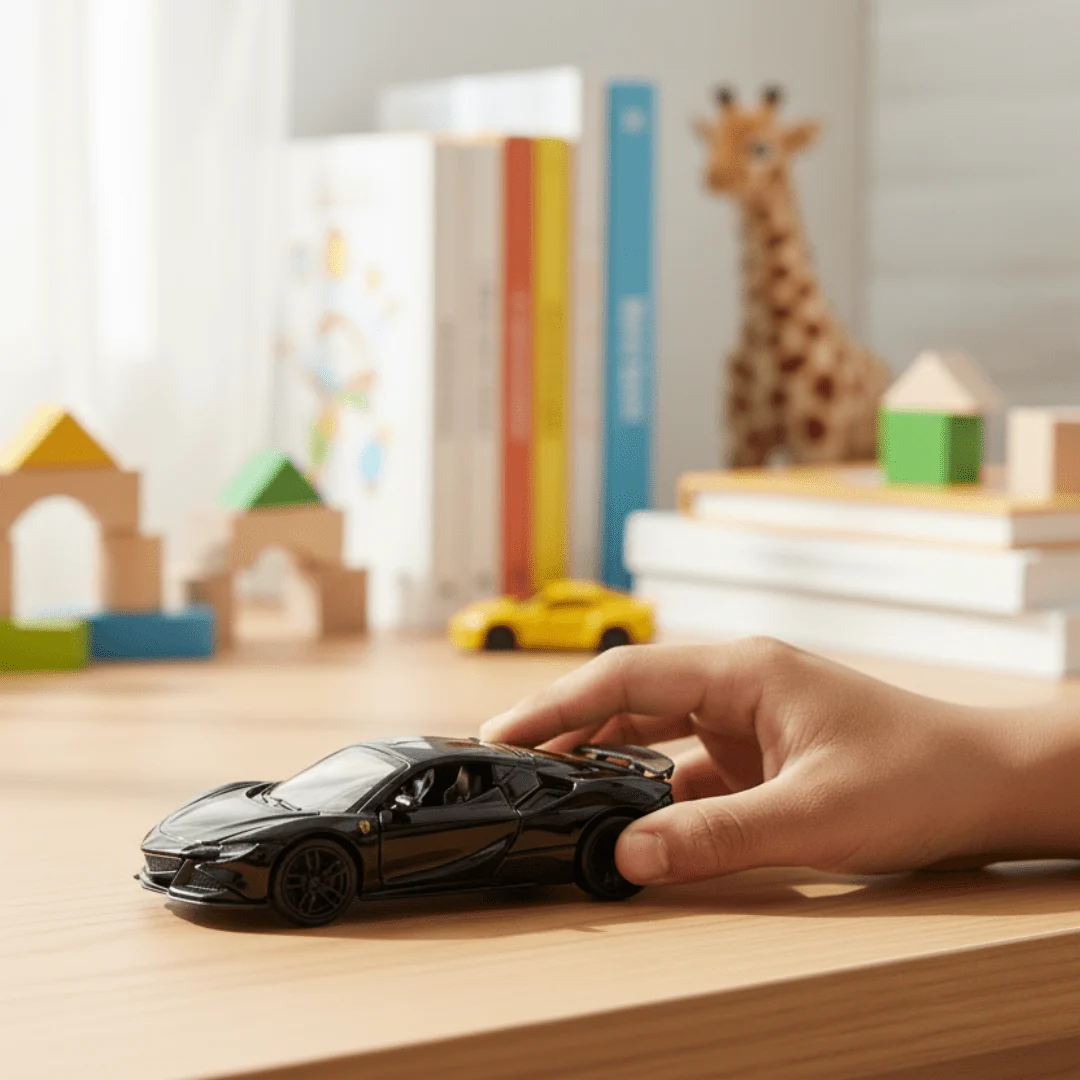WJ Die-Cast Model Car 1:36 Scale – Black Sports Car (Ages 3+) - Image 2