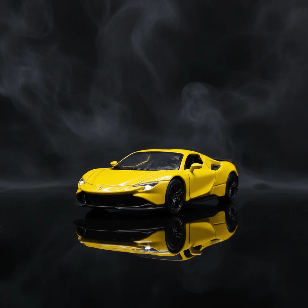 WJ Die-Cast Model Car 1:36 Scale – Yellow Sports Car (Ages 3+) - Image 3