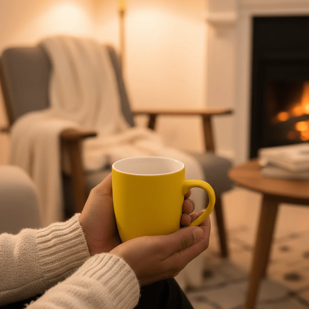Yellow & White Ceramic Coffee Mug — 400ml | Matte Finish | Everyday Luxury - Image 3
