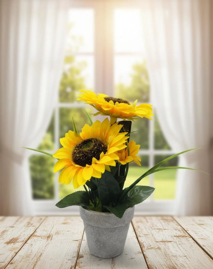 Zeem Artificial Sunflower - Realistic Bloom with Pot, Bright and Cheerful for Sunny Vibes Indoors, 33 cm,"- Plastic sunflower with detailed petals and center, evoking sunny fields. - Image 2