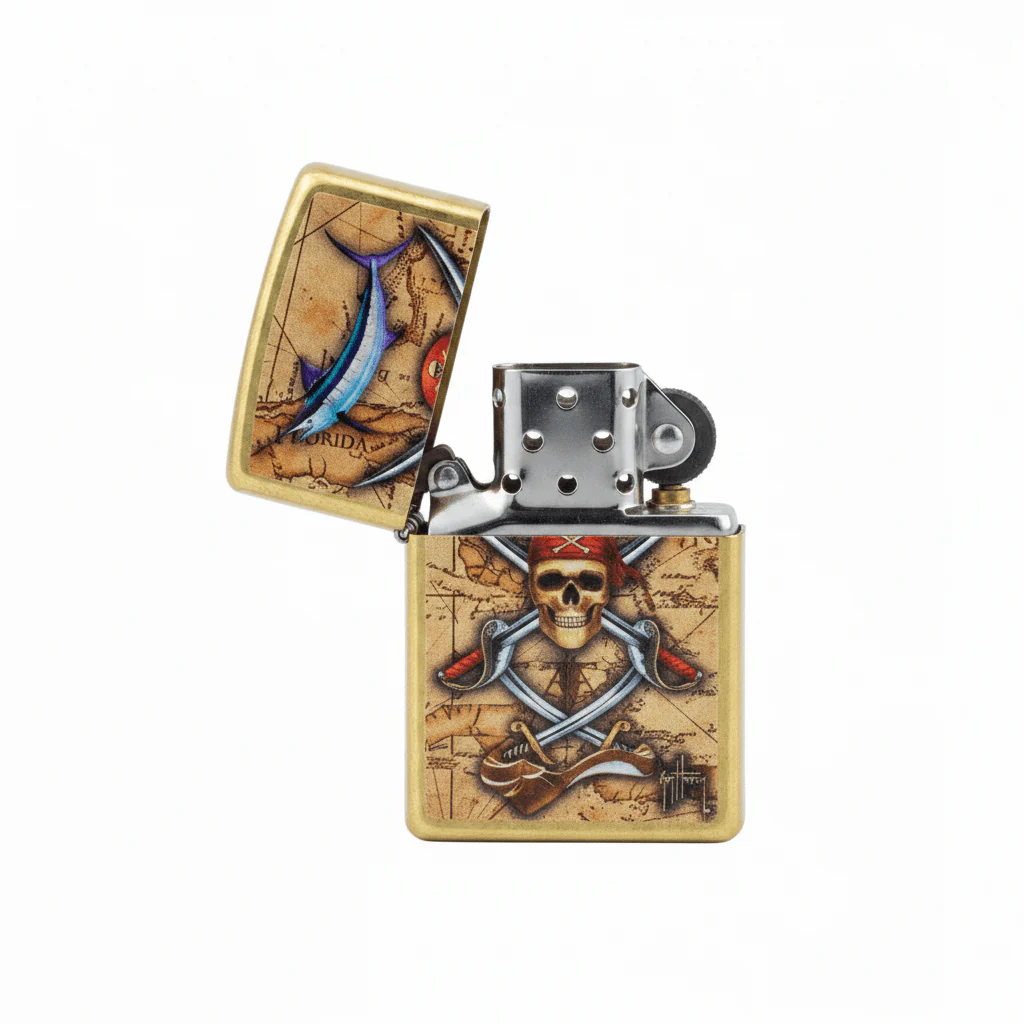 Zippo Gold Flip Top Refillable Metal Lighter Guy Harvey Artwork Premium Collectible 6×4 cm - Image 2