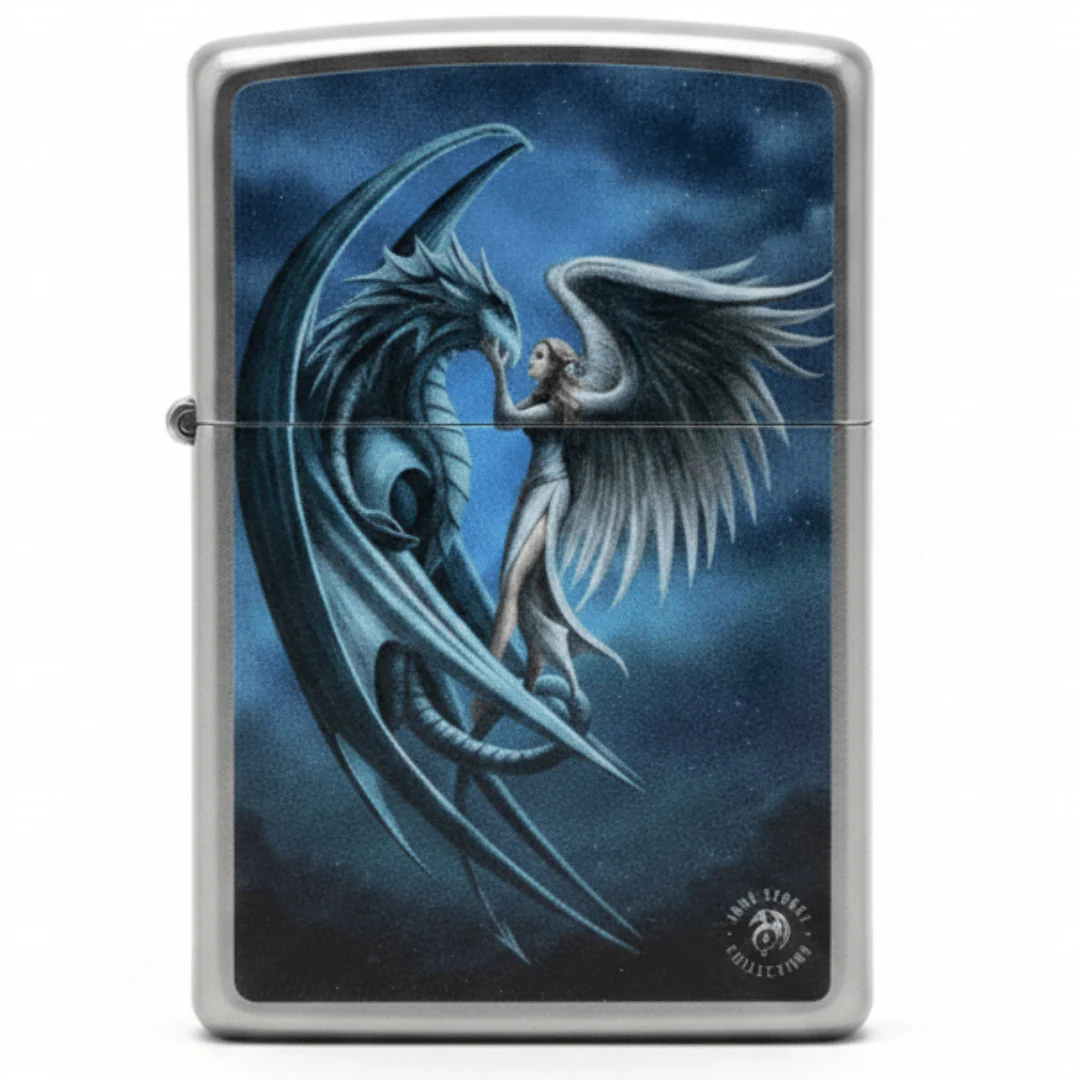 Zippo Silver Flip Top Refillable Metal Lighter Anne Stokes Collection Design Fantasy Art 6×4 cm