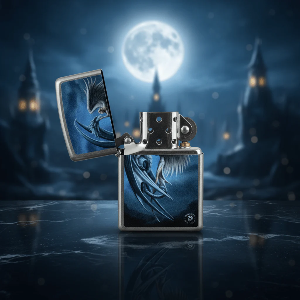 Zippo Silver Flip Top Refillable Metal Lighter Anne Stokes Collection Design Fantasy Art 6×4 cm - Image 4
