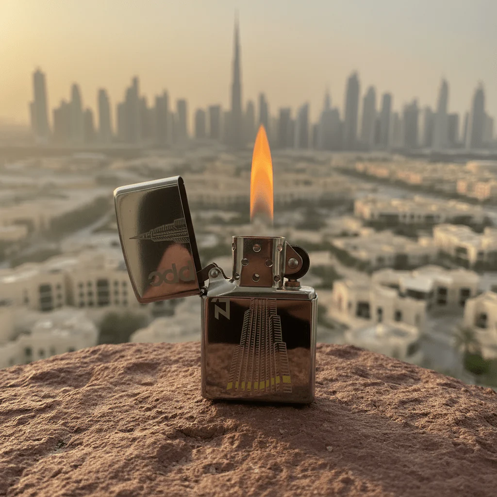 Zippo Silver Flip Top Refillable Metal Lighter Burj Khalifa Skyline Design Windproof 6×4 cm - Image 4