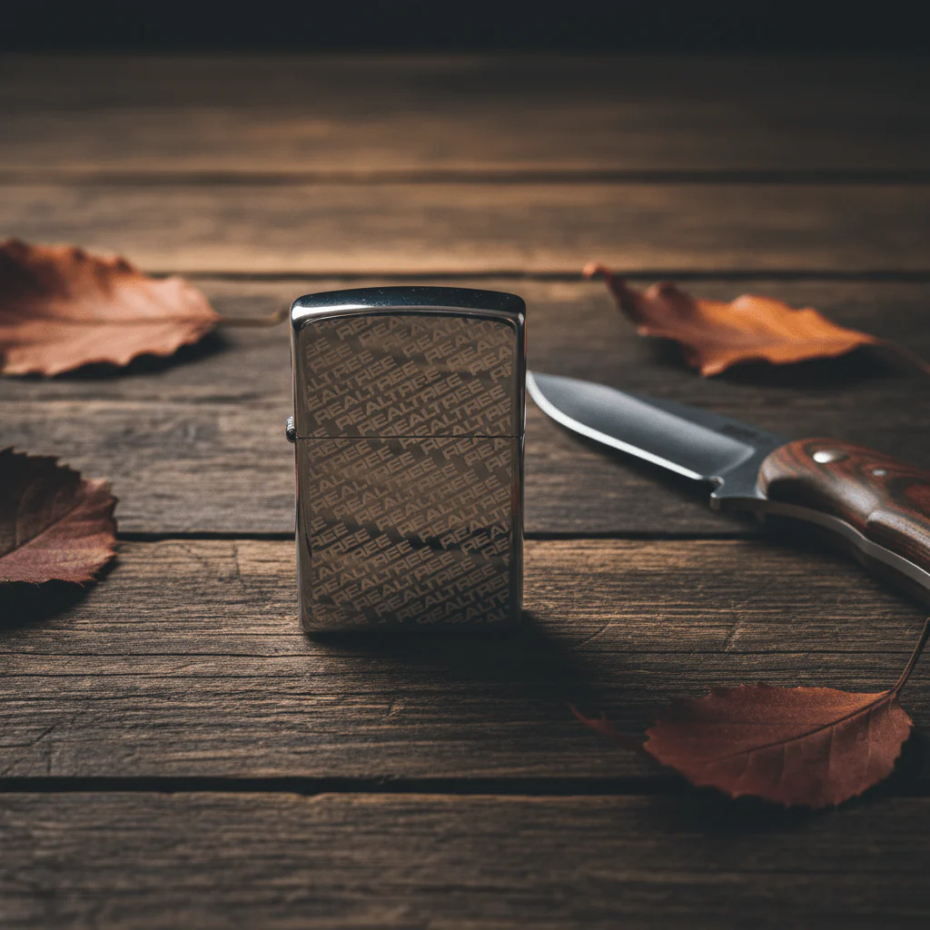 Zippo Silver Flip Top Refillable Metal Lighter Real Tree Text Graphic Outdoor Style 6×4 cm - Image 2