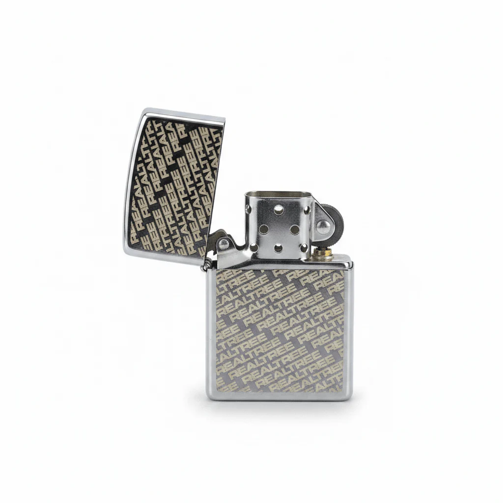 Zippo Silver Flip Top Refillable Metal Lighter Real Tree Text Graphic Outdoor Style 6×4 cm - Image 3