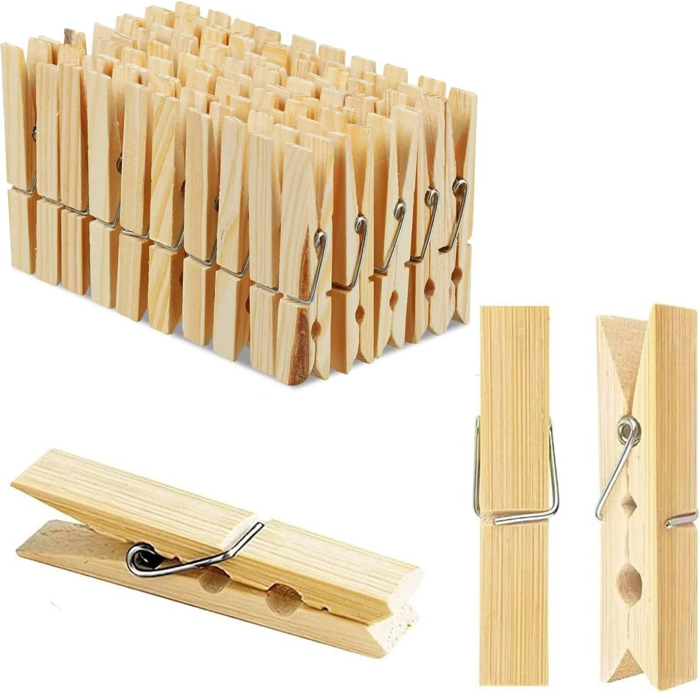 Ziranlin Wooden Cloth Clips (48-Piece Set)